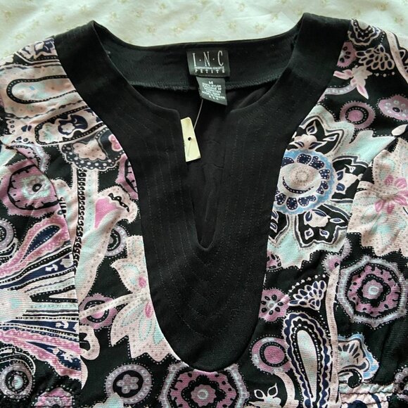 y2k 2000s micro mesh floral paisley print long sleeve whimsigoth fairy top - Picture 7 of 8